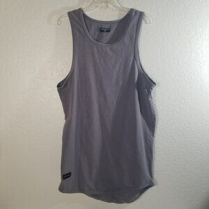 Modus Apparel Mens XL Solid Gray Cotton Blend High Low Sleeveless Tank Top Shirt